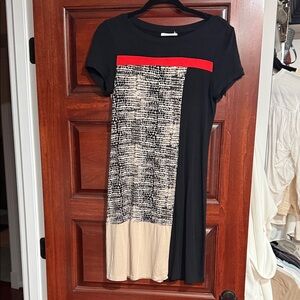 Calvin Klein Black and Red Midi Dress